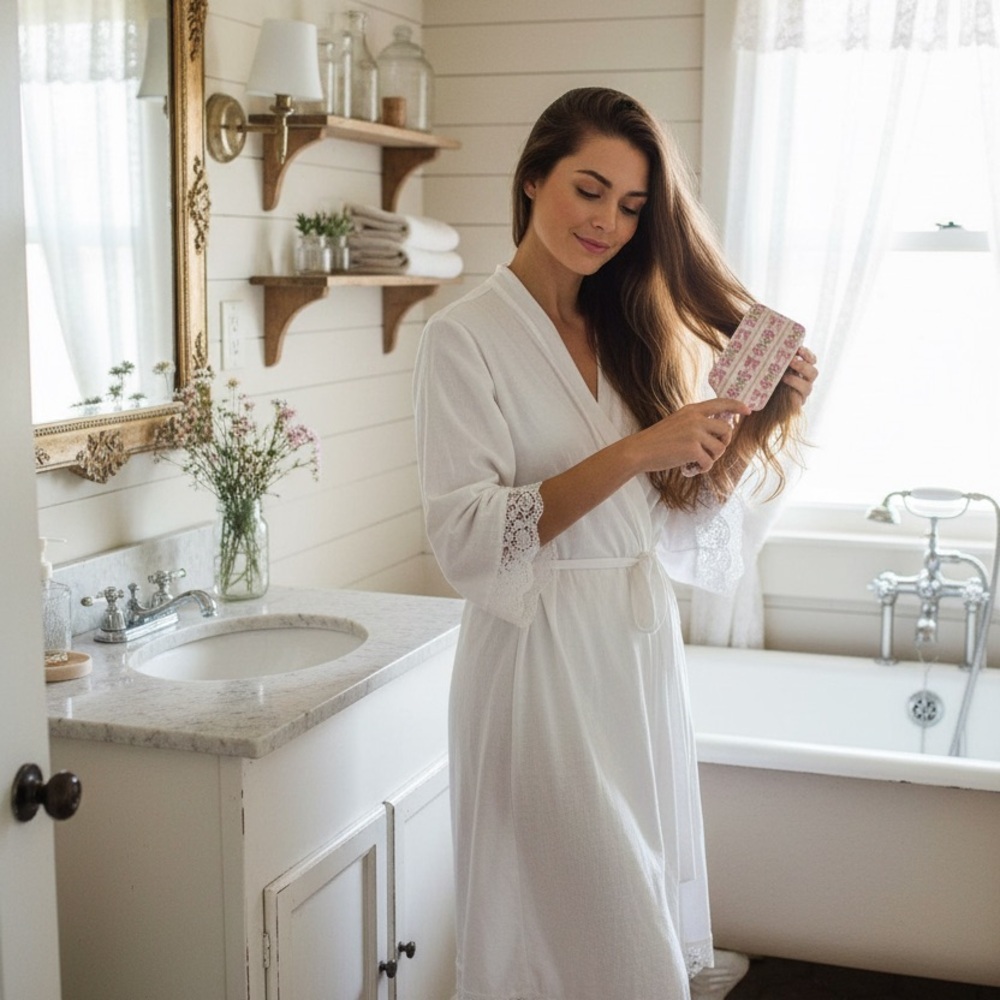 Pink Floral Hair brush